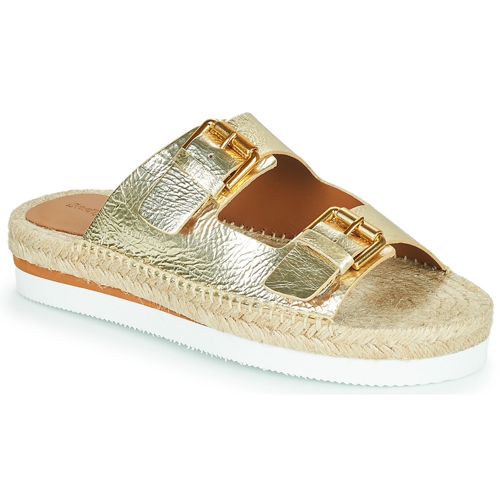 See by Chloe ✨ Glyn Double Buckle Espadrille Slide Sandal in Gold Size 37
